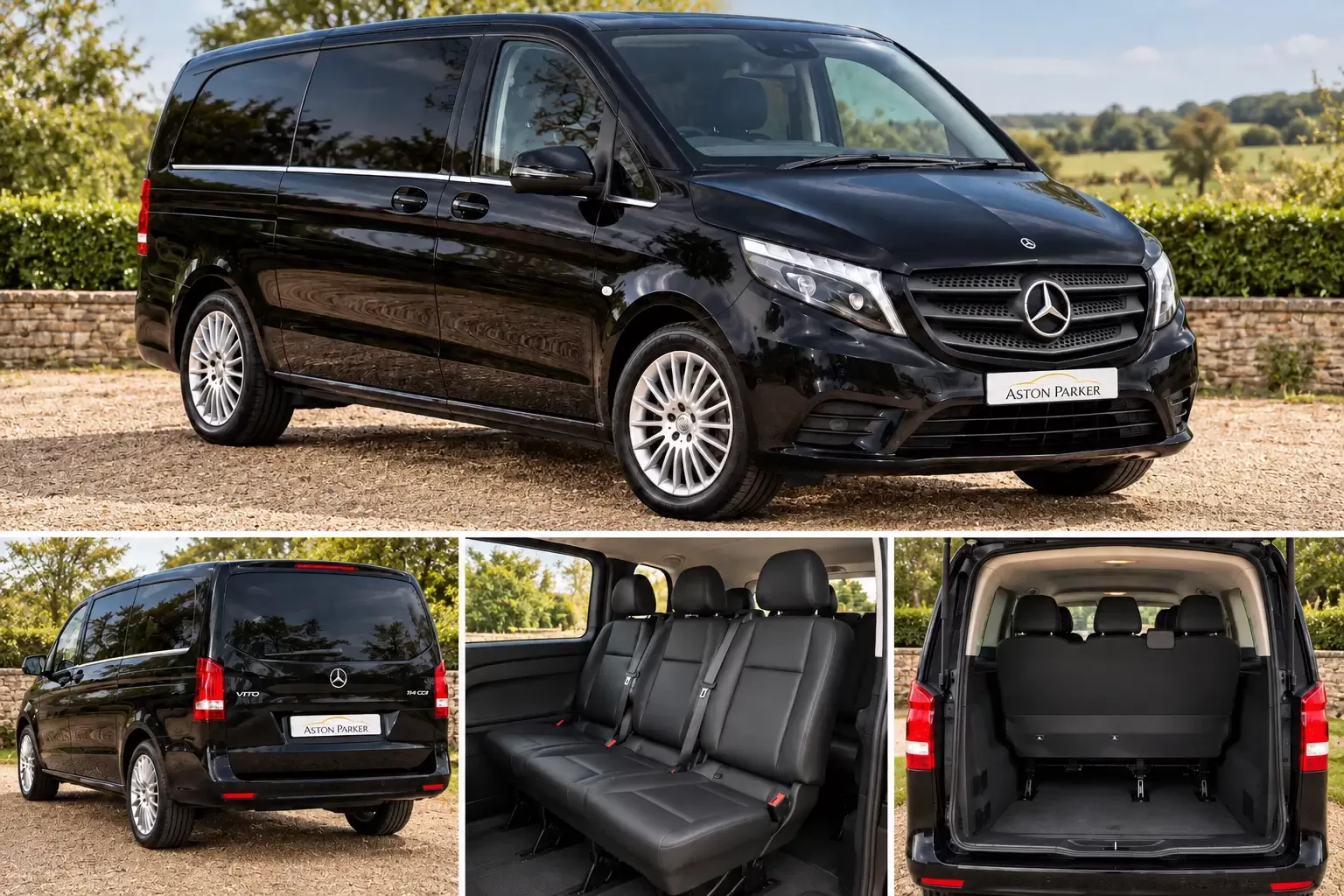 Mercedes Vito Tourer: Suitable for up to 8 passengers with a recommended luggage allowance of 8x suitcases and 8x cabin cases.